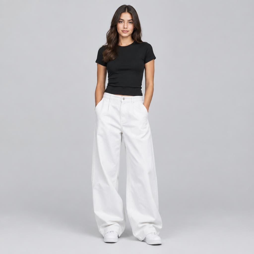 Women model wearing baggy pants