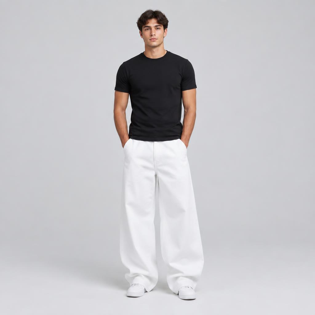 Men model wearing baggy pants