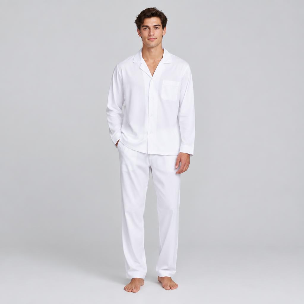 Men model wearing pjs