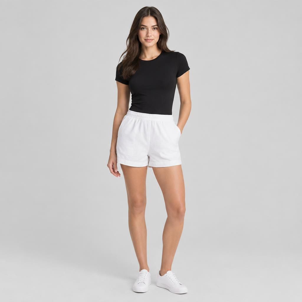 Women model wearing shorts