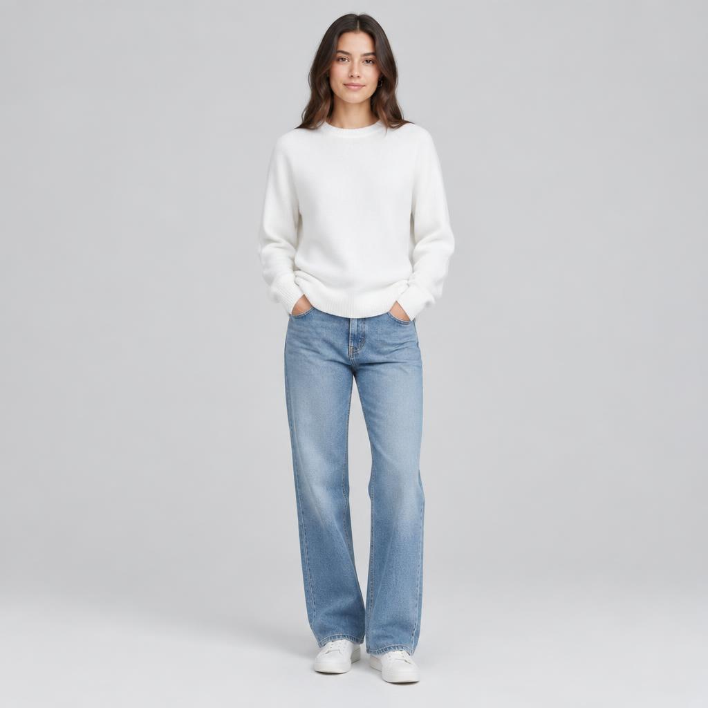 Women model wearing sweater